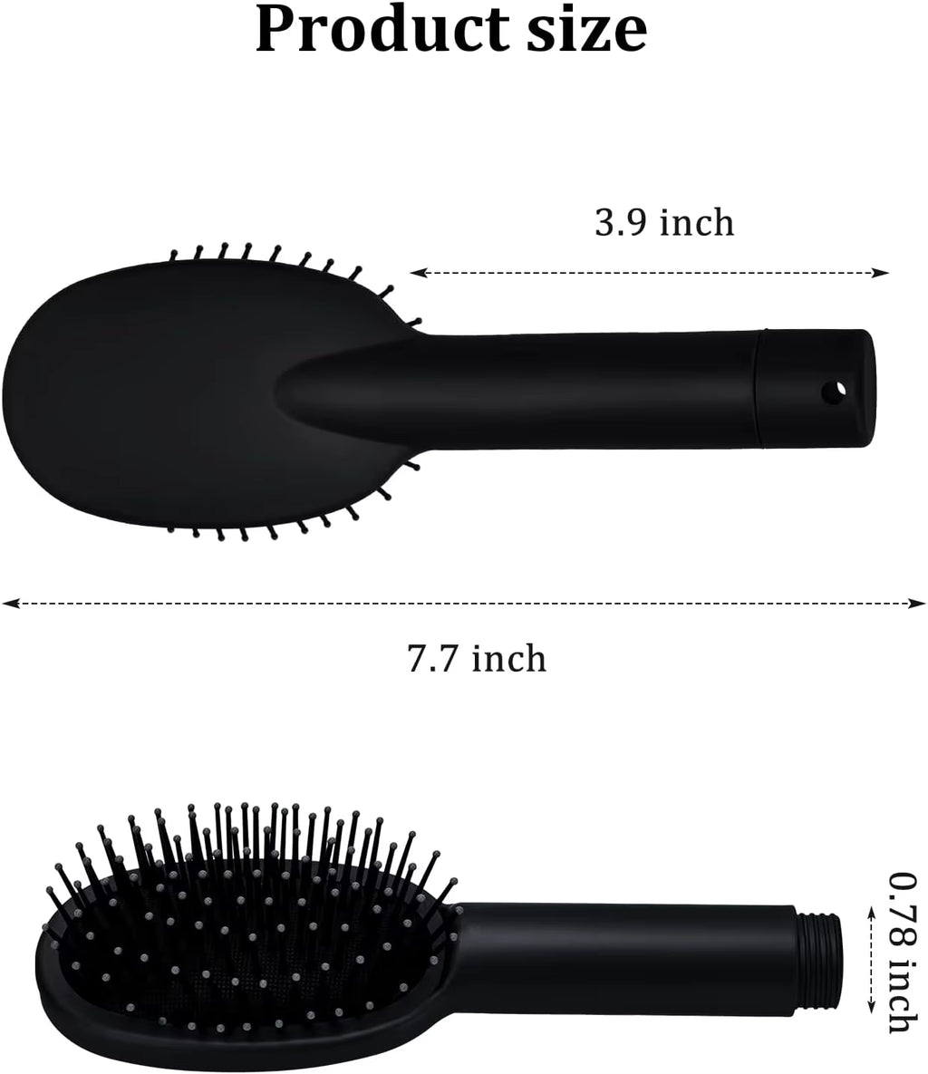 Dimensions de la brosse cachette noire : longueur totale 7.7 pouces, tête 3.9 pouces, manche 0.78 pouce, schéma montrant les mesures du produit.
