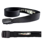 Ceinture secrète en nylon avec poche zippée dissimulée pour ranger argent et documents en voyage.