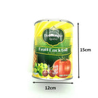 Boîte de conserve Fruit Cocktail Del Monte mesurant 15 cm de hauteur et 12 cm de diamètre