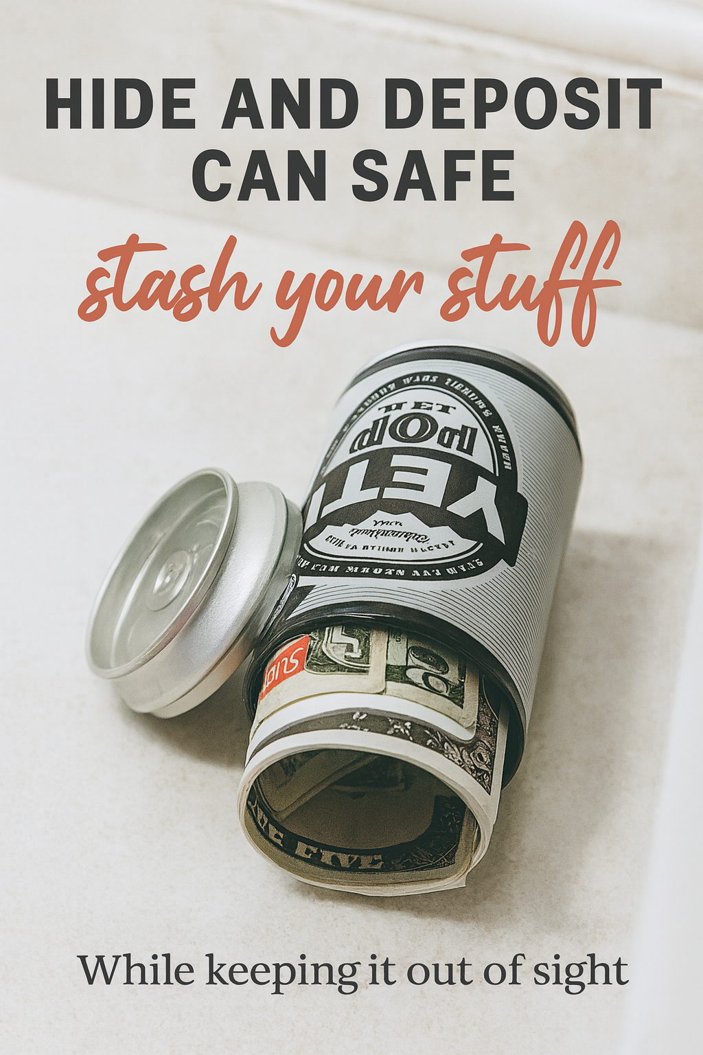 Cachette en canette factice YETI servant de coffre-fort discret pour argent, bijoux et petits objets